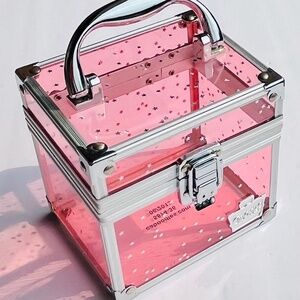 Rare 2013 CABOODLES Pink Star Glitter Mini Train Travel Makeup Case 5874-36 EUC